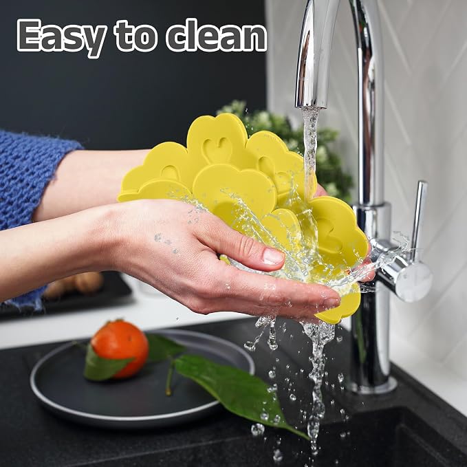 uxcell 4Pcs Silicone Trivet Mats, Flower Pattern Silicone Pad Hot Pad Pan Protectors Table Protector Heat Resistant Mat for Countertop, Hot Dishes, Hot Pots and Pans, Yellow