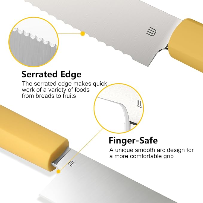 7.5" Serrated Bread Knife for Homemade Bread, AR-RPM9 Steel & Innovative Wavy Edge, Professional Serrated Knife for Sourdough Bread Cake, Gift for Baker Home Chefs