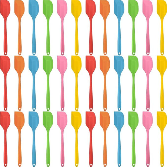 Irenare 36 Pcs Mini Silicone Spatulas Bulk 8.3 Inch Heat Resistant Scrapers Rubber Spatulas Seamless Design Non Stick Flexible for Kitchen Use Cooking Baking Mixing