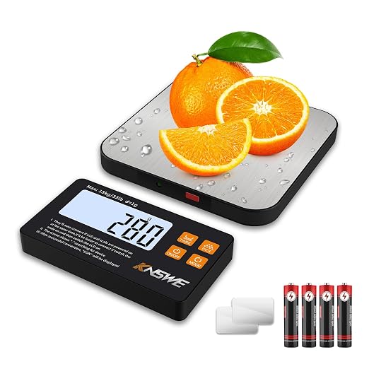 Food Scales with Split Wireless LCD Display 33lb/15kg Digital Kitchen Scale 304 Stainless Steel 1g High Precision 7 Units for Cooking Baking Electric Weighing Coffee with PCS Tare Function