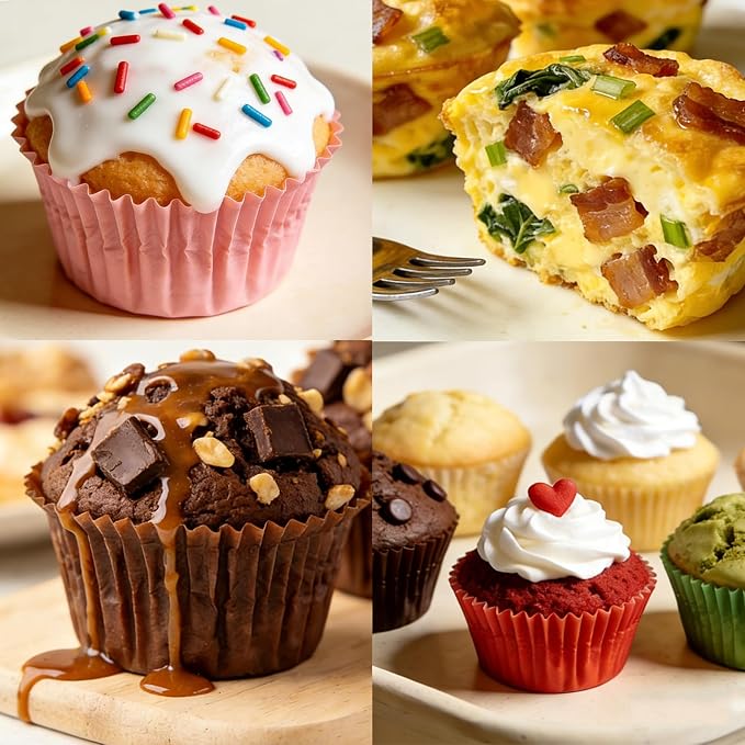Muffin Pan, 6-Cup Nonstick Silicone Muffin Pans for Baking, Food-Grade Cupcake Pan for Oven, Microwave, Dishwasher Safe, BPA-Free Silicone Baking Mold for Muffins, Cupcakes, Egg Muffins