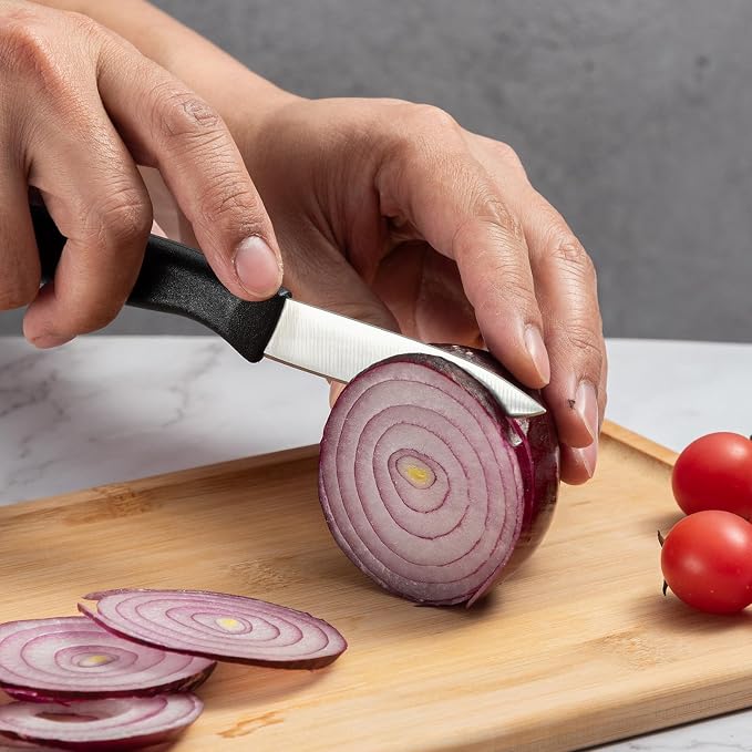 Paring Knife Fruit Knife Set (6 Pieces), Ultra Sharp Stainless Steel Vegetable and Fruit Knife with PP Plastic Ergonomic Handle for Cutting Fruits and Vegetables- Black