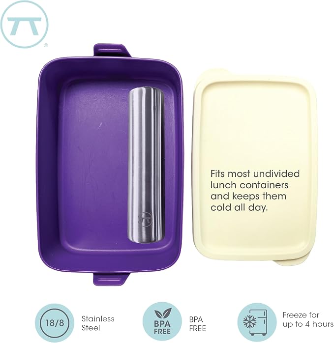 Outset Stainless Steel Cylinder Ice Packs, Set of 2 Metal Lunch Box Coolers | Cylinder Ice Pack | Reusable Travel & Lunch Box Ice Packs | Long Lasting Cold | Thin Ice Pack | Durable Stainless Steel Set