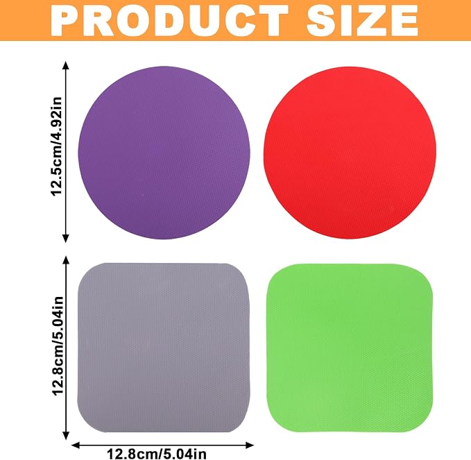LUTER 4pcs Jar Opener Gripper Pad for Seniors with Weak Hands, Rubber | Multi-function Silicone Bottle Opener Lid Cap Rubber Gripper Pads Kitchen Coasters Gadgets, Purple, Red, Gray, Green