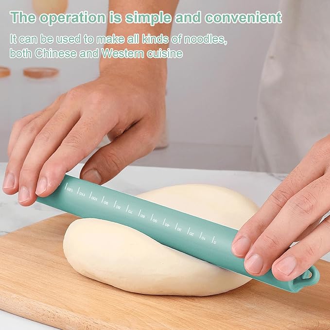 Non Stick Dough Roller Pins for Baking,Silicone Rolling Pin with Steel Core 10.39"/26.4cm (Green)