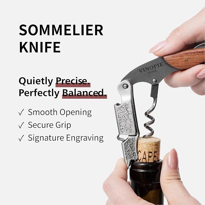Grape Stem Design Stainless Steel Corkscrew and Foil Cutter - Wine Key Sommelier Knife