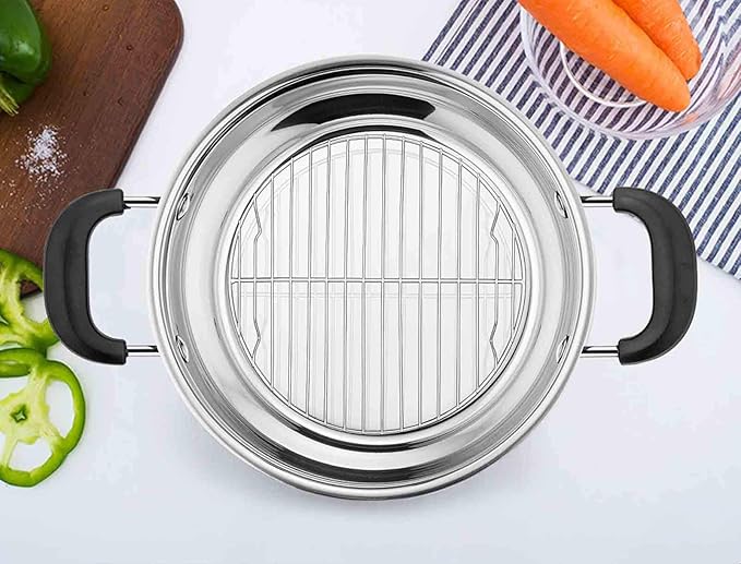 TeamFar Round Cooling Rack Set of 2, 7½ Inch Round Baking Steaming Roasting Rack Set Stainless Steel, Healthy & Dishwasher Safe, Mirror Finish & Rust Free
