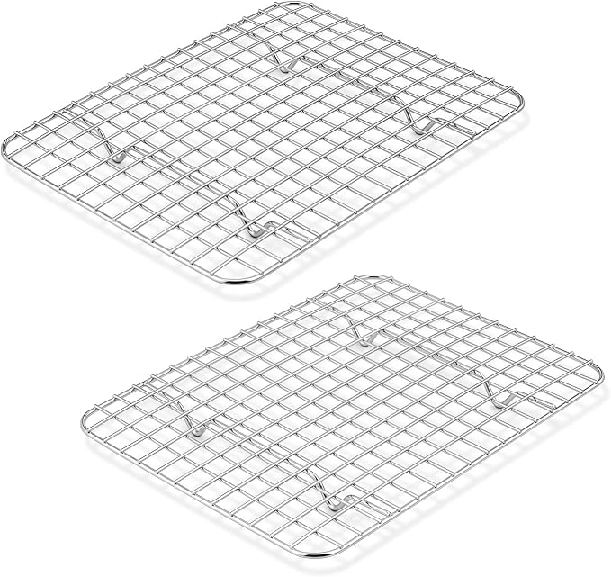 P&P CHEF 9.75 Inch Stainless Steel Cooling Baking Rack Set of 2 | Grid Cooking Racks for Griddle Roasting Grilling Warming, Good for Friends or Family, Oven & Dishwasher Safe, Heavy Duty