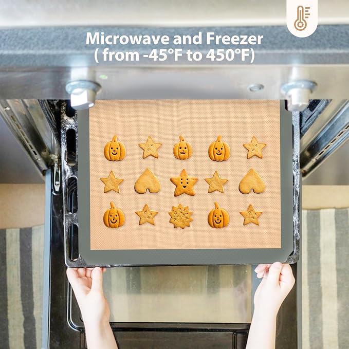 Silicone Baking Mat, Reusable Silicone Oven Baking Sheet | Pack of 3, 2 Half & 1 Quarter Sheet, Heat Resistant, Nonstick Food Safe Baking Mat, for Cookie, Bread, Pastry (Gray)