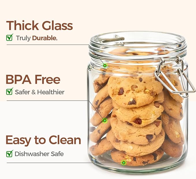 ComSaf 25 oz Glass Jars with Airtight Lids 6 Pack Pantry Coffee Canisters | Meal prep salads, Overnight oats, Preserving canning, Sourdough pickling, Pantry organization, Pickling fermenting, Snacks