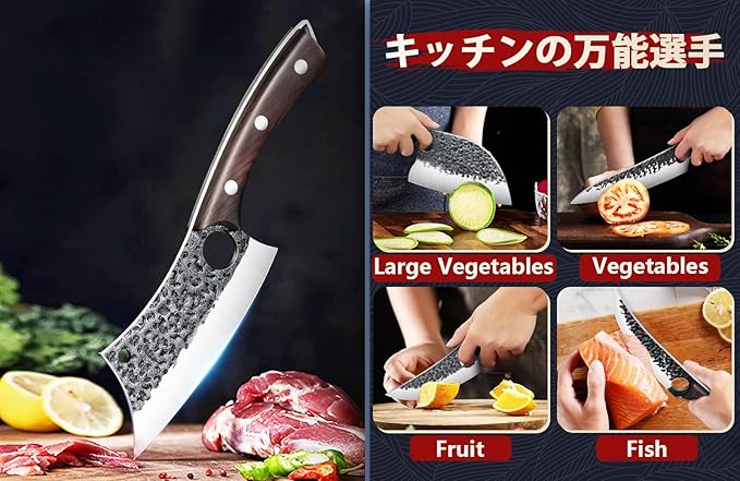 DRGSKL Serbian Chef Knife Set - Hand Forged Knife Set with Bag - Full Tang Kitchen Knives with High Carbon Steel - Meat Cleaver Butcher Boning Knives for Brisket Trimming - Gifts for Men and Women