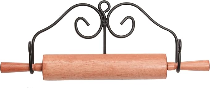 ROLLING PIN RACK - Hand Forged Heavy Duty Wrought Iron Amish Blacksmith Handcrafted & Made in The USA