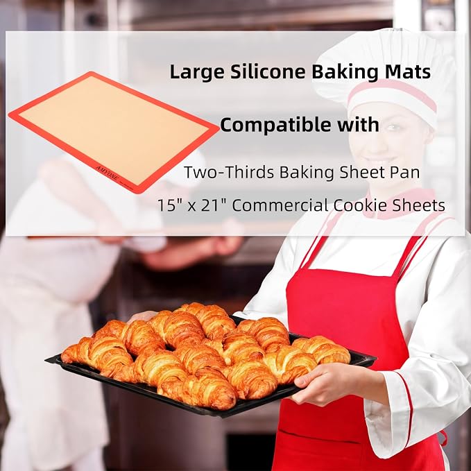 AMYONE Silicone Baking Mat for 2/3 Size Sheet Pan, Platinum, 15x21" Big | Food Grade Silicone for Cookies/Pastries/Chicken/Vegetables; Fits Two-thirds Baking Pans; Nonstick, Easy Clean, Reusable