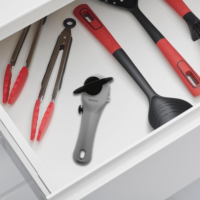 Starfrit Securimax Auto Can Opener, Patented Safe Edge Technology with Lid Lifter, Leaves No Sharp Edges on Lid & Can, Ambidextrous Use, Heavy Duty Non-Slip Knob for Secure Handling