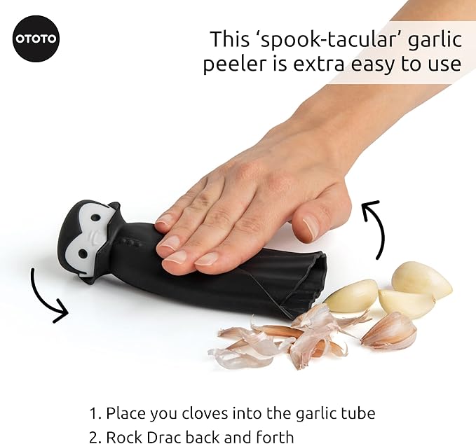 OTOTO Drac N' Roll Vampire Garlic Roller, Silicone Garlic Peeler Tube, Silicone Tube Roller for Halloween - Kitchen Gadget for Garlic, Garlic Tube, Garlic Crusher