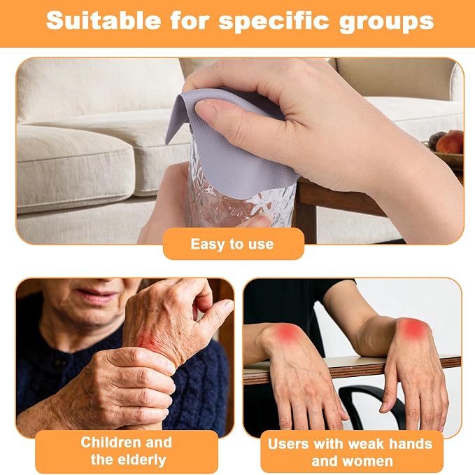 LUTER 4pcs Jar Opener Gripper Pad for Seniors with Weak Hands, Rubber | Multi-function Silicone Bottle Opener Lid Cap Rubber Gripper Pads Kitchen Coasters Gadgets, Yellow, Purple, Green, Gray