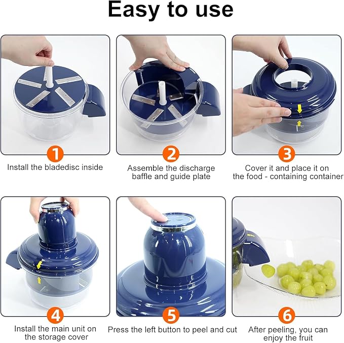 Automatic Electric Peeler for Garlic &Small Fruit, Portable Rechargeable Electric Grapes Peeling Machine for Home,Outdoor Picnic,Commercial Kitchen (Blue)