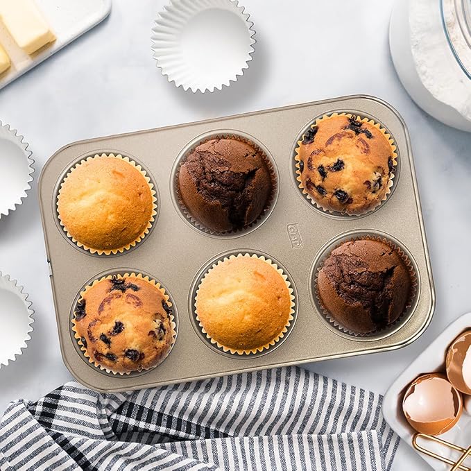Glad Nonstick Jumbo Muffin Pan | Heavy Duty Metal | For Cupcakes | 6-Cup, Pack of 6
