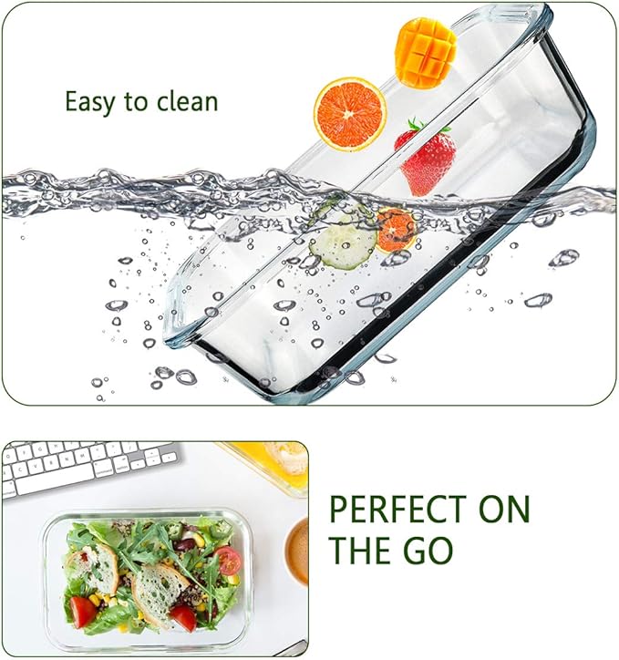 M MCIRCO 8 Pack,30 oz Glass Food Storage Containers with Lids, Gray | Glass Meal Prep Containers,Airtight Lunch Containers with Lids, Microwave, Oven, Freezer and Dishwasher Friendly, BPA Free