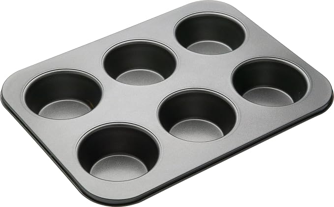 MasterClass Deep Muffin Tray/Yorkshire Pudding Tin, 6 Hole Non Stick Mould, Robust 1 mm Carbon Steel