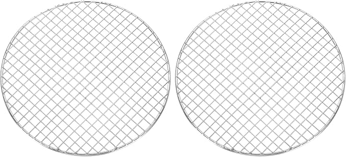uxcell 2 Pcs Round Cooking Rack, Dia 9.4 Inch Stainless Steel Grill Grate Cross Wire Barbecue Grill for Cooking Baking Air Fryer Racks, Silver