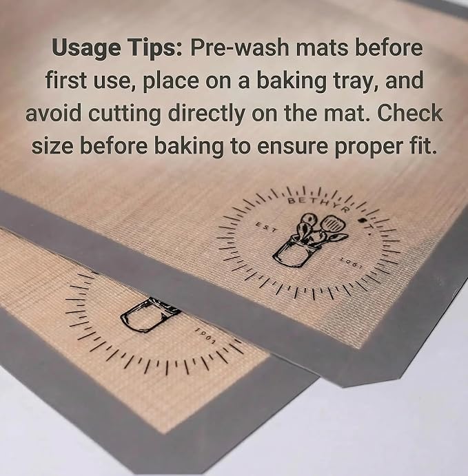 Silicone Baking Mats - Full Size Baking Sheet Liners, Pack of 2, Gray | Oven Safe, Non-Stick Silicone Baking Sheet Liner, Perfect For Baking Macarons Cookies, Pastry & Cakes, 16 x 24 in (40x60 cm)