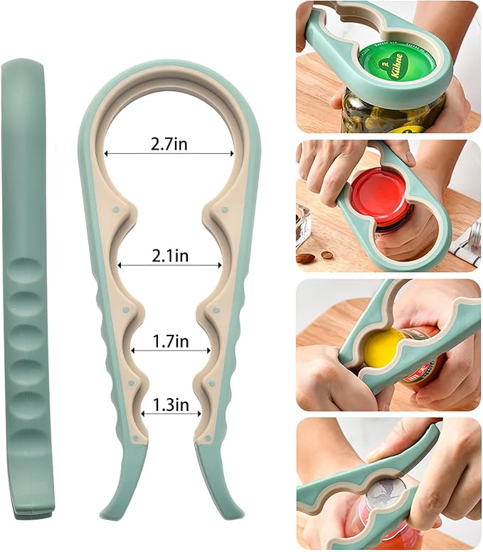 Bottle Opener for Arthritic Hand,Jar Opener for Old People, Children, Women, Those with Weak Hands,Multifunctional Kitchen Gadgets (A-Green)