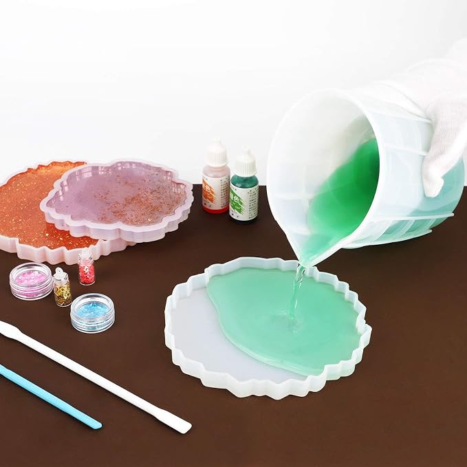 Gartful 9PCS Silicone Mixing Cups Set, Resin Casting Tool Kit, DIY Craft Set for Epoxy, 1pcs 700ml Oversize Measuring Cup, 1pcs 250ml Large and 3pcs 100ml Reusable Measurements Cups, 4pcs Mixing Cups