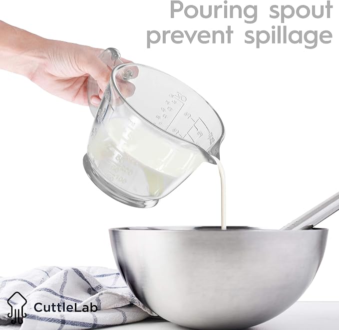 CuttleLab Glass 2-Cup Juicer (Clear) - Lemon and Lime Manual Squeezer, Citrus Reamer