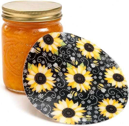 Andreas Silicone Jar Opener, Beez Sunflower – 6.25" Non-Slip Lid Gripper & Garlic Peeler, Food and Dishwasher Safe, Multi-Use, Durable Silicone & Fabric, Made in the USA, JO-975