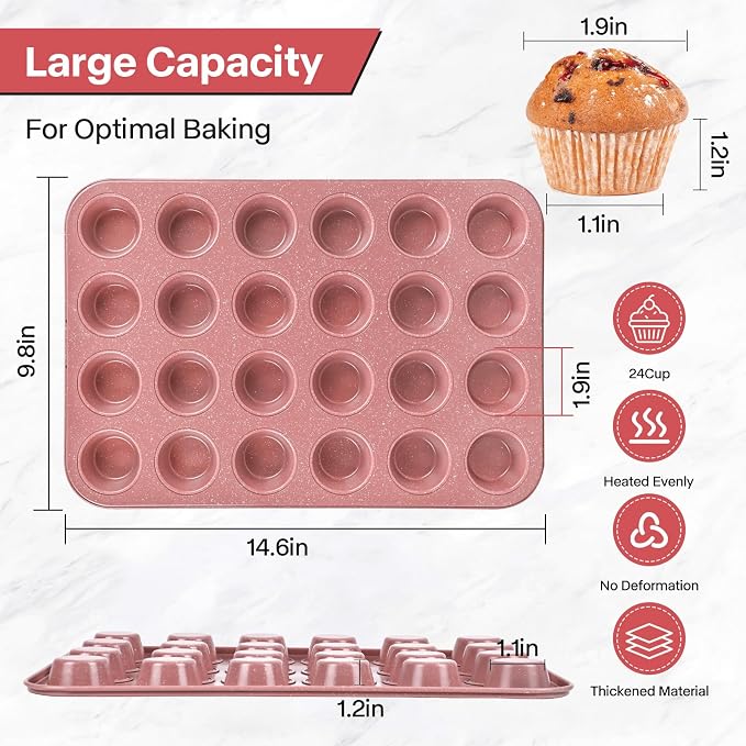 2-Pack Healthy Baking Cupcake Pan| Non Stick 12-Cup Muffin Pan | Durable & Easy Clean Muffin Tin | Perfect for Cupcakes, Muffins (Beige)