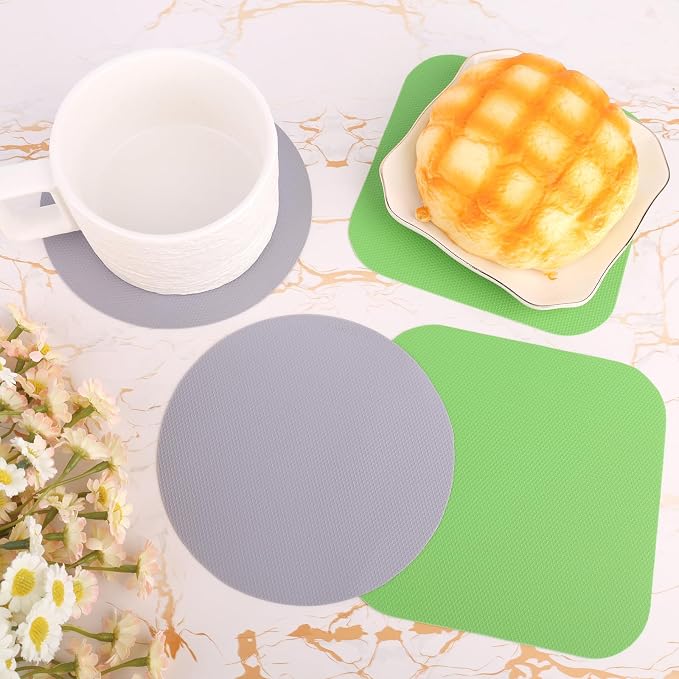 LUTER 4pcs Jar Opener Gripper Pad for Seniors with Weak Hands, Rubber | Multi-function Silicone Bottle Opener Lid Cap Rubber Gripper Pads Kitchen Coasters Gadgets, Green, Gray