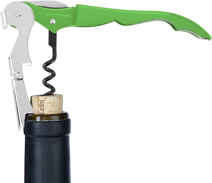 True Truetap Double Hinged Waiter's Corkscrew Wine Opener, Stainless Steel Wine Bottle Opener with Built In Foil Cutter, Home Bar Tools, Bar Cart Accessories, Wedding Gifts, Set of 1, Lime Green