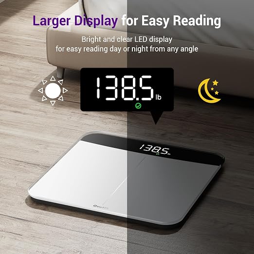 Scale for Body Weight, 450lb Digital Bathroom Scales for People | Highly Accurate Automatic Weighing Machine for Baby, Pet, Light Items, Large LED, Sturdy and Durable Base