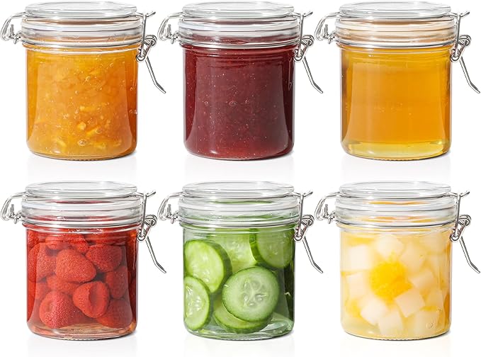 ComSaf Small Mason Glass Jars with Airtight Lids 8 oz 6 Pack Pantry | Jelly spice jar, Sourdough discard, Jam jelly honey, Spice rack cabinet organization, Seasoning herbs powders