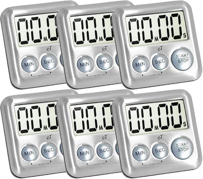 Elegant Digital Kitchen Timer Stainless Steel - Loud Alarm - Model Silver