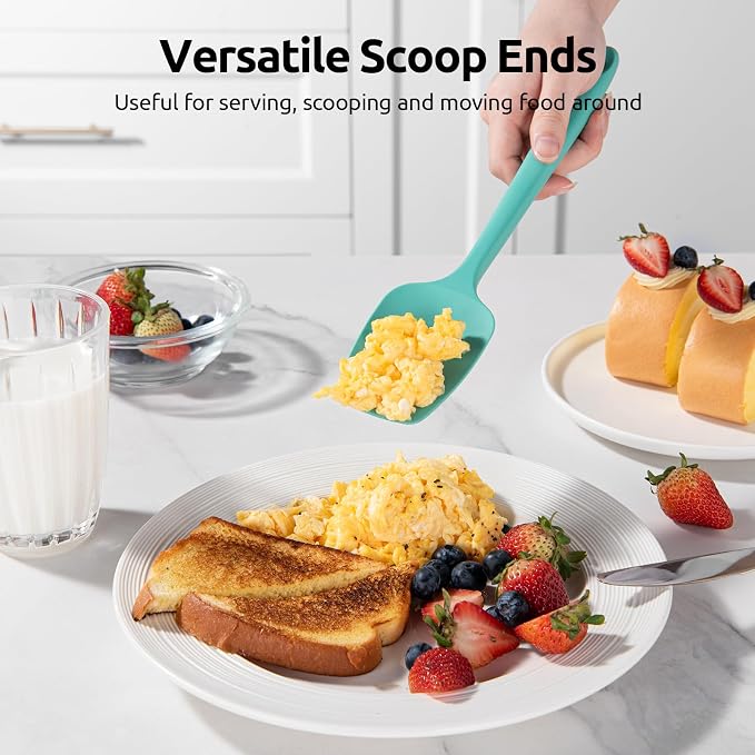 U-Taste Silicone Baking Spatula Set: 600ºF High Heat Resistant, Food Grade Flexible Rubber Kitchen Cooking Mixing Scraper, Food Grade Seamless Utensil for Nonstick Cookware Set of 3 (Multicolors)