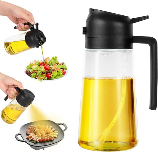 Blendura Oil Sprayer 2 in 1 for Cooking Oil, 470 ml Oil Spray Bottle, Oil Sprayer Can Oil Spray and Pour for Kitchen, Cooking, Grilling, Hot Air Fryer, Salad, Baking