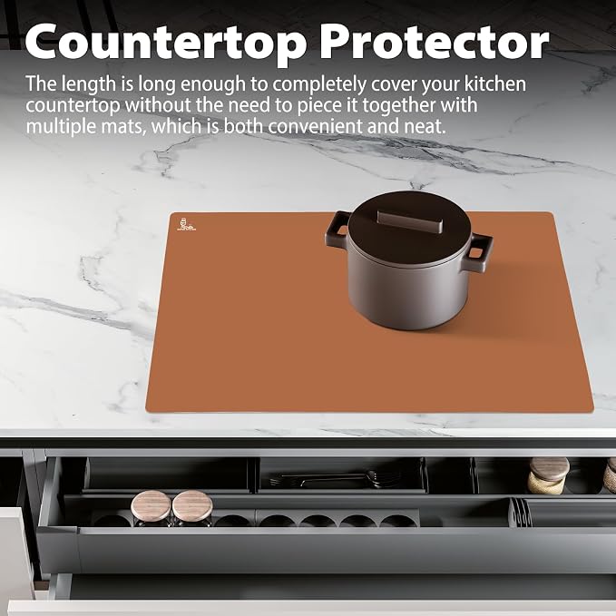 Super Kitchen Food Grade Silicone Extra Large Pastry Mat Baking Mat | 23.4 By 15.6 Kitchen Table/Countertop Protector/Non Stick Pastry Baking Placemats Silicone Pad Crafts Inches Chocolate