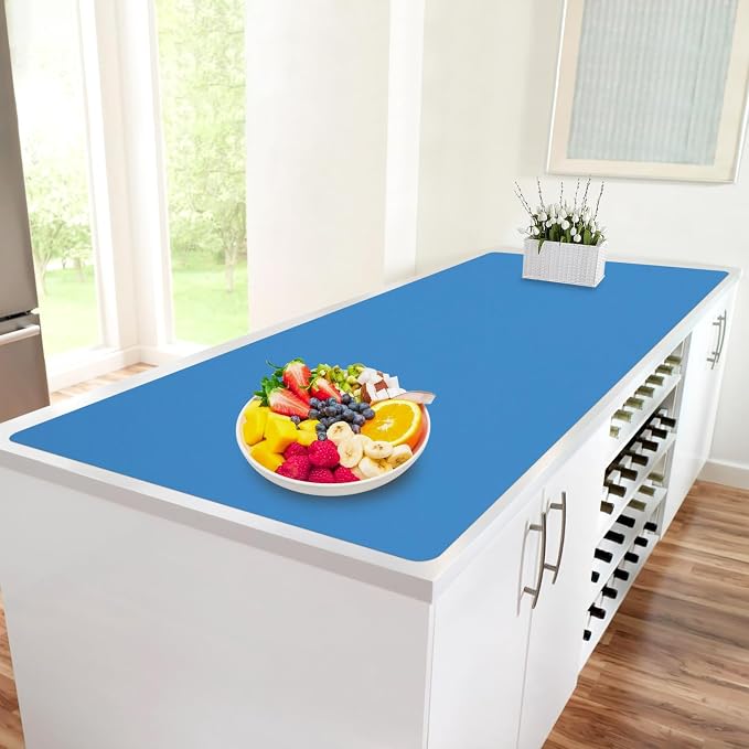 Large Silicone Mat, 72”x16” Heat Resistant Mats for Countertop, Cuttable Waterproof Kitchen Counter Mat, Multipurpose Countertop Protector Mat, Silicone Mats for Kitchen Counter (Blue)