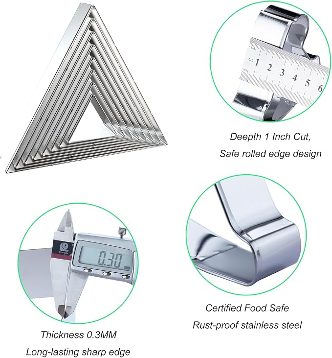 Triangle Cookie Cutter Set 8-Piece 1.5" to 5" by QAAQS