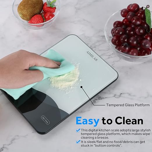 AIMILAR USB-C Rechargeable Kitchen Scale 22lb Tempered Glass Touch LED | USB-C rechargeable kitchen scale, 22lb/10kg, touch LED, 4 units & auto shut off for baking meal prep