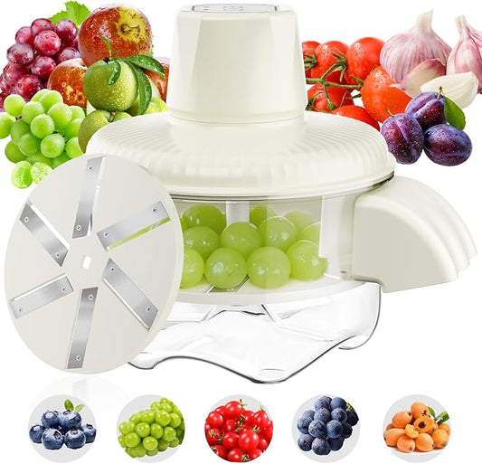 Electric Grape Peeler, Automatic Garlic & Cherry Tomato Peeler, Upgraded 6-Blade Cordless Fruit & Vegetable Skin Remover, Fast & Easy-Peel Kitchen Tool for Home, Camping, Picnics & Parties (White)