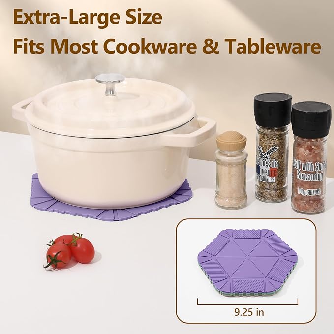 Magnetic Silicone Trivet & Pot Holder, Kitchen Heat Resistant Mat | Trivets for Hot Dishes, Hot Pots & Pans, Non-Slip Hot Pads for Countertops & Dining Table & Oven, Jar Opener & Spoon Rest