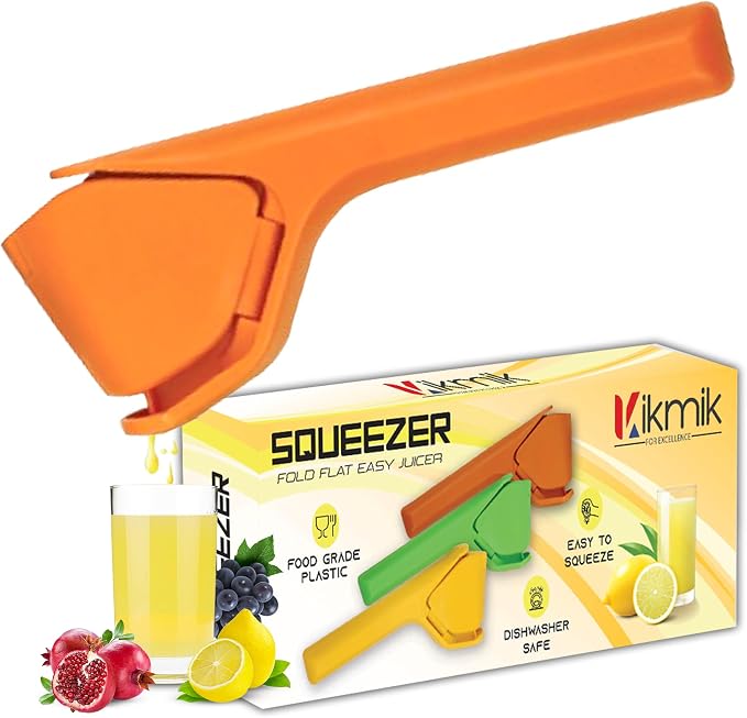Lemon Squeezer - CitrusEase Foldable Hand Juicer: Effortless Juicing with Space-Saving Ergonomics Design – Manual Lemon Juicer with Sideways Pivot for Maximum Juice Yield- (Orange)