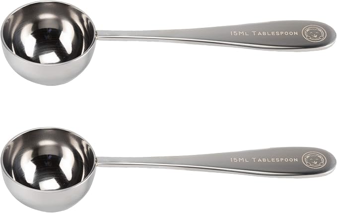 Honey Bear Kitchen 15 ml Tablespoon Measuring Scoops Spoons, Polished Stainless Steel, Set of 2