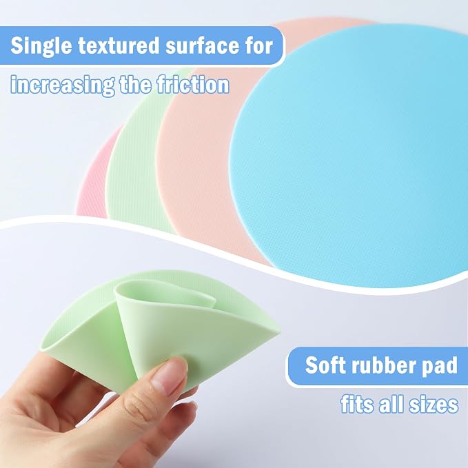Aixoom Rubber Jar Opener Pads Set of 4, Non-Slip Gripper Pads for Jars | Light Color Design, For Seniors & Weak Hands, Heat-Resistant Trivet, Kitchen Coaster & Jar Lid Grip(Circle, Light Color)