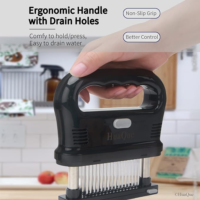 Meat Tenderizer Tool, Detachable 48-Blade Stainless Steel Steak Tenderizer Needles for Tenderizing Beef/Chicken/Pork, Dishwasher Safe, Cleaning Brush/User Manual/Recipe Ebook (PDF) Included