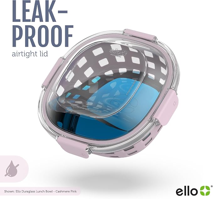 Ello DuraGlass Food Storage Glass Lunch Bowl Container - Meal Prep Container with Silicone Sleeve and Airtight Lid, 5 Cup, Cashmere Pink | Leakproof glass meal prep salad bowl. BPA-free lid, silicone sleeves, great for meal prepping, food storage, and ...