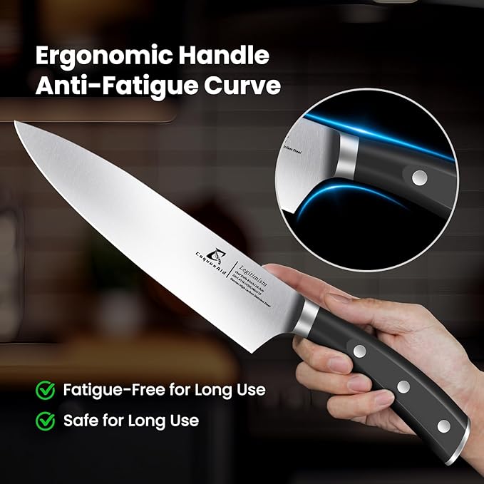 CoquusAid Knife Set, Upgrade 15 Pcs Knife Block Set with Widened Ventilated Slot, German Stainless Steel Kitchen Knives Set with Sharpener, Professional Chef Knives Set, Full Tang Ergonomic Handle